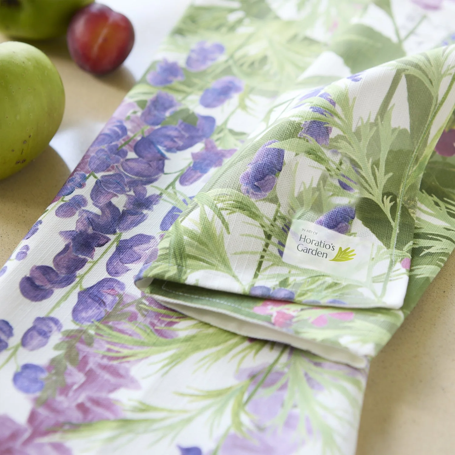 Horatio's Garden 'Meadow' hand painted floral linen tea towel